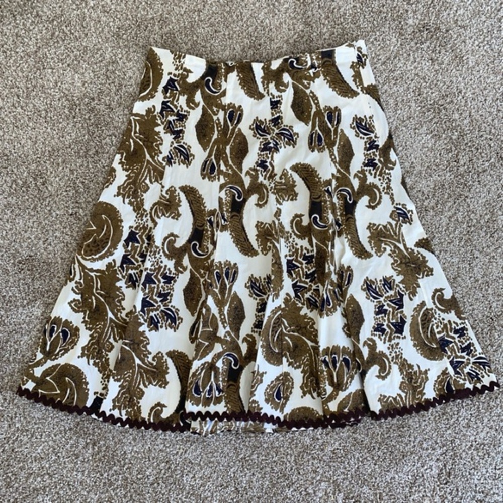Beverly’s vintage abstract paisley brown and white skirt size large